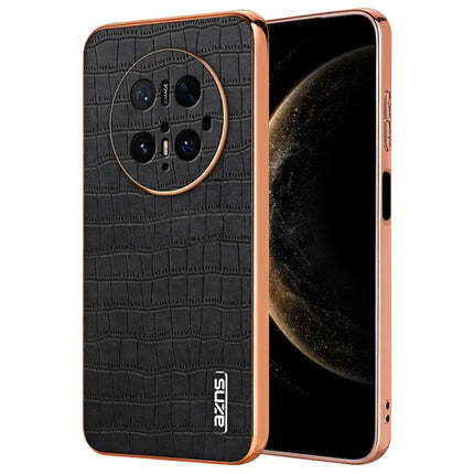 AZNS For Huawei Mate 70 Pro / 70 Pro+ Case Electroplating Crocodile Texture PU + TPU Phone Cover - Black