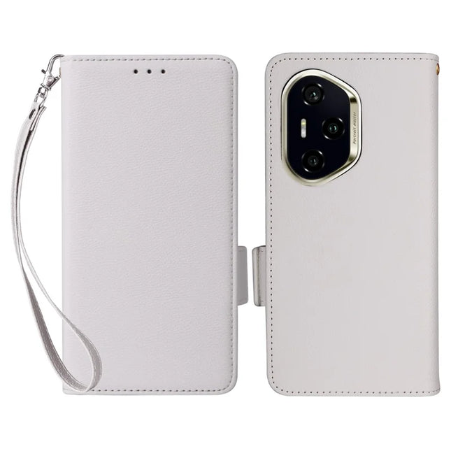 For Honor 300 Pro / 300 Ultra Case Litchi Texture PU Leather Wallet Flip Phone Cover - White