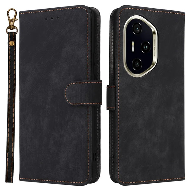 For Honor 300 Pro / 300 Ultra Wallet Case RFID Blocking PU Leather Cover Stand View - Black