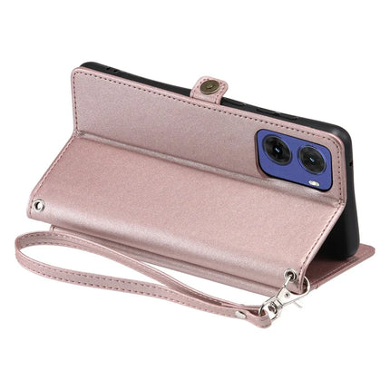 For Motorola Moto G05 4G Leather Case Wallet Stand Phone Cover with Straps