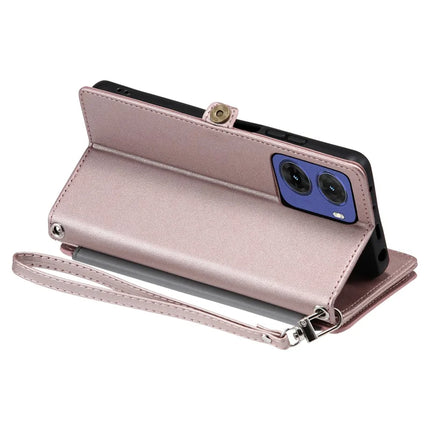 015 Style For Motorola Moto G05 4G Case TPU+PU Leather Wallet Phone Cover with Straps