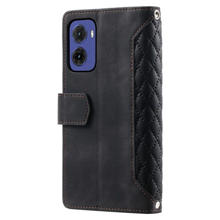 Style 005 For Motorola Moto G05 4G Wallet Case Rhombus Stitching Line PU Leather Phone Cover