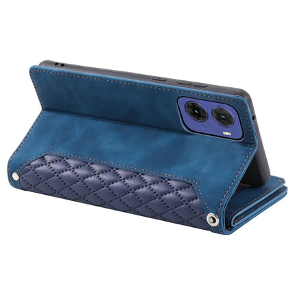 Style 005 For Motorola Moto G05 4G Wallet Case Rhombus Stitching Line PU Leather Phone Cover
