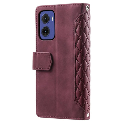 Style 005 For Motorola Moto G05 4G Wallet Case Rhombus Stitching Line PU Leather Phone Cover