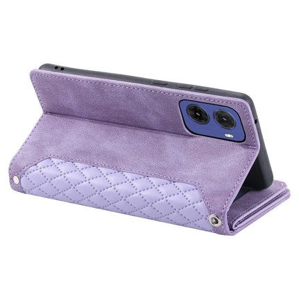 Style 005 For Motorola Moto G05 4G Wallet Case Rhombus Stitching Line PU Leather Phone Cover