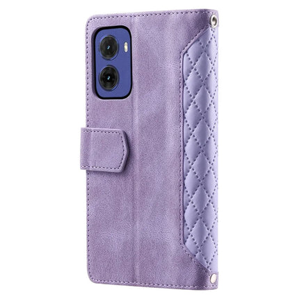 Style 005 For Motorola Moto G05 4G Wallet Case Rhombus Stitching Line PU Leather Phone Cover