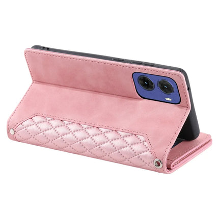 Style 005 For Motorola Moto G05 4G Wallet Case Rhombus Stitching Line PU Leather Phone Cover