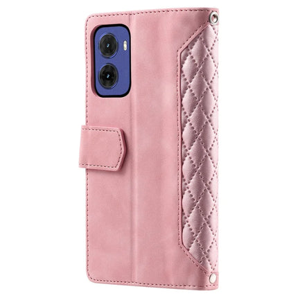 Style 005 For Motorola Moto G05 4G Wallet Case Rhombus Stitching Line PU Leather Phone Cover