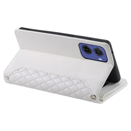 Style 005 For Motorola Moto G05 4G Wallet Case Rhombus Stitching Line PU Leather Phone Cover