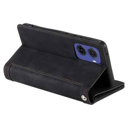 For Motorola Moto G05 4G Case PU Leather Phone Cover with Zipper Wallet 9 Card Slots