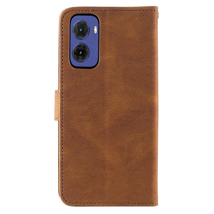 For Motorola Moto G05 4G Leather Case Splicing Stitching Wallet Stand Phone Cover with Strap