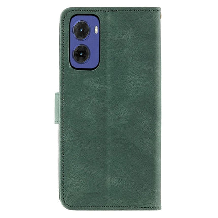 For Motorola Moto G05 4G Leather Case Splicing Stitching Wallet Stand Phone Cover with Strap
