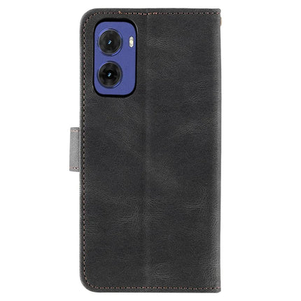 For Motorola Moto G05 4G Leather Case Splicing Stitching Wallet Stand Phone Cover with Strap