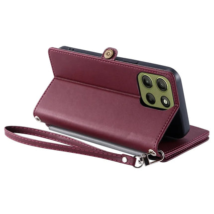 015 Style For Motorola Moto G15 4G Case TPU+PU Leather Wallet Phone Cover with Straps
