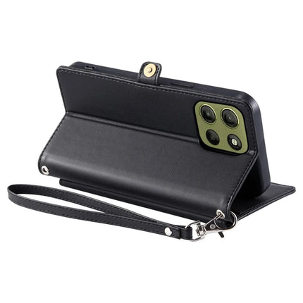 For Motorola Moto G15 4G Leather Case Wallet Stand Phone Cover with Straps