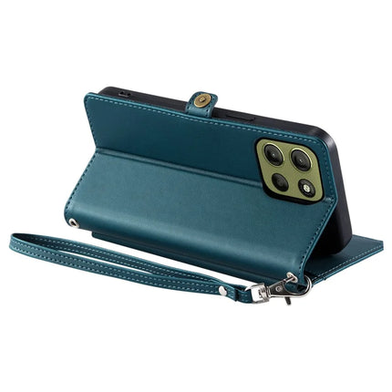 For Motorola Moto G15 4G Leather Case Wallet Stand Phone Cover with Straps