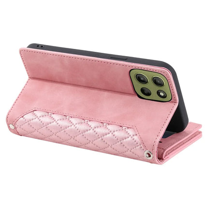 Style 005 For Motorola Moto G15 4G Wallet Case Rhombus Stitching Line PU Leather Phone Cover