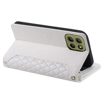 Style 005 For Motorola Moto G15 4G Wallet Case Rhombus Stitching Line PU Leather Phone Cover