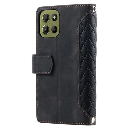Style 005 For Motorola Moto G15 4G Wallet Case Rhombus Stitching Line PU Leather Phone Cover