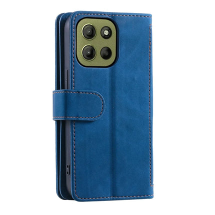 For Motorola Moto G15 4G Case PU Leather Phone Cover with Zipper Wallet 9 Card Slots