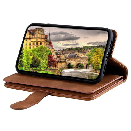 For Motorola Moto G15 4G Case PU Leather Phone Cover with Zipper Wallet 9 Card Slots
