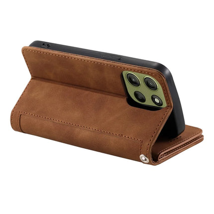 For Motorola Moto G15 4G Case PU Leather Phone Cover with Zipper Wallet 9 Card Slots