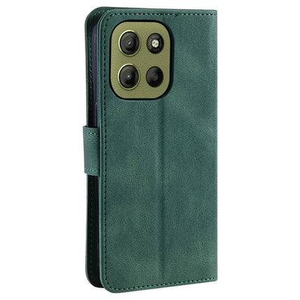 For Motorola Moto G15 4G Leather Case Splicing Stitching Wallet Stand Phone Cover with Strap