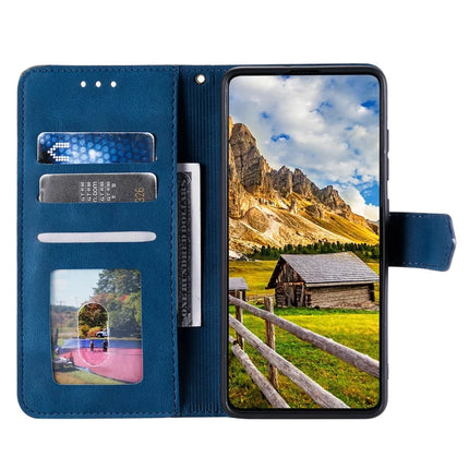 For Motorola Moto G15 4G Leather Case Splicing Stitching Wallet Stand Phone Cover with Strap