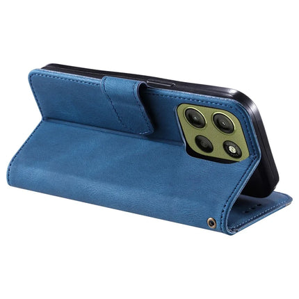 For Motorola Moto G15 4G Leather Case Splicing Stitching Wallet Stand Phone Cover with Strap
