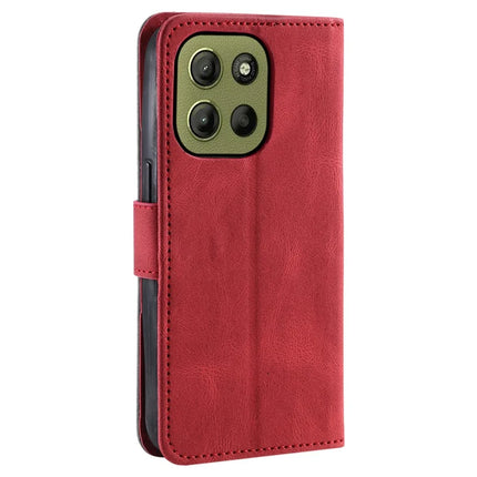 For Motorola Moto G15 4G Leather Case Splicing Stitching Wallet Stand Phone Cover with Strap