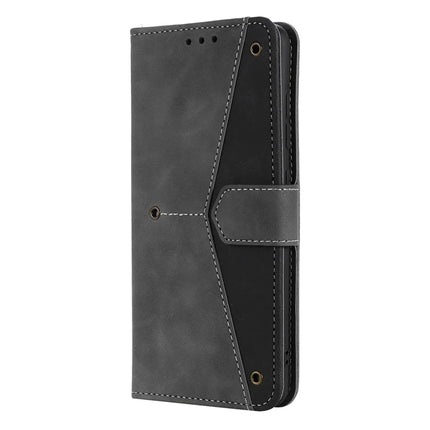 For Motorola Moto G15 4G Leather Case Splicing Stitching Wallet Stand Phone Cover with Strap