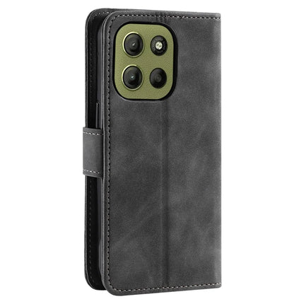 For Motorola Moto G15 4G Leather Case Splicing Stitching Wallet Stand Phone Cover with Strap