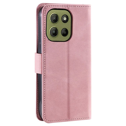 For Motorola Moto G15 4G Leather Case Splicing Stitching Wallet Stand Phone Cover with Strap