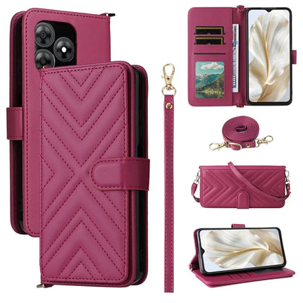For Blackview Wave 8C Wallet Case with Shoulder Strap Leather Phone Cover - Rose