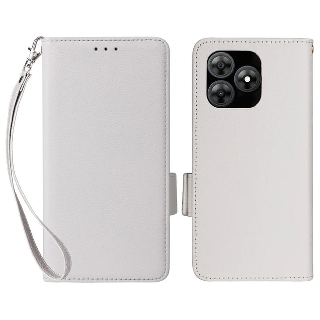 For Blackview Wave 8C Case Litchi Texture PU Leather Wallet Flip Phone Cover - White