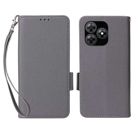 For Blackview Wave 8C Case Litchi Texture PU Leather Wallet Flip Phone Cover - Grey