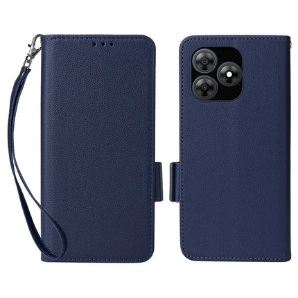 For Blackview Wave 8C Case Litchi Texture PU Leather Wallet Flip Phone Cover - Dark Blue