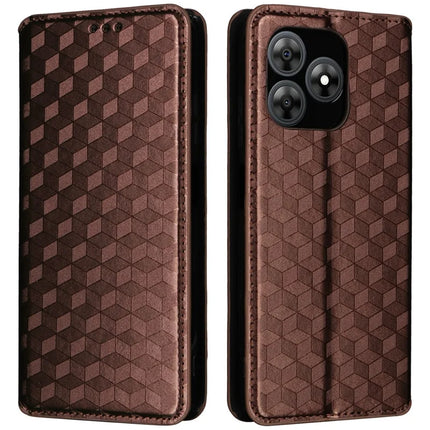 For Blackview Wave 8C Wallet Case Rhombus Imprinted Leather Phone Cover - Brown