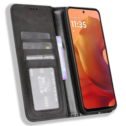 For Motorola Moto G15 4G / G15 Power 4G Leather Case Wallet Stand Retro Texture Phone Cover