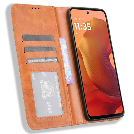 For Motorola Moto G15 4G / G15 Power 4G Leather Case Wallet Stand Retro Texture Phone Cover