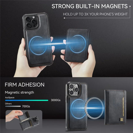 For iPhone 12 Pro Max 6.7 inch Case AUTSPACE A13 Vintage Leather Back Cover with Magnetic Detachable Card Bag