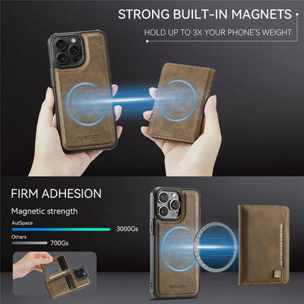 For iPhone 12 Pro Max 6.7 inch Case AUTSPACE A13 Vintage Leather Back Cover with Magnetic Detachable Card Bag