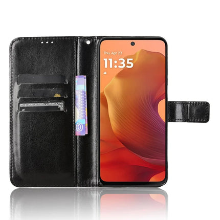 For Motorola Moto G15 4G / G15 Power 4G Case Crazy Horse Texture PU Leather Phone Wallet Cover