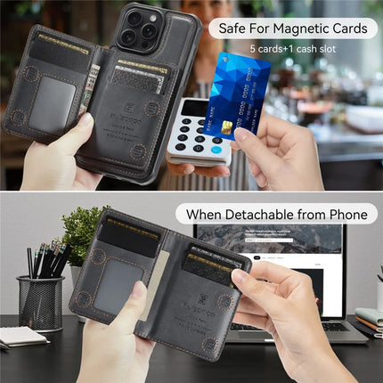 For iPhone 13 Pro Max 6.7 inch Case AUTSPACE A13 Vintage Leather Back Cover with Magnetic Detachable Card Bag