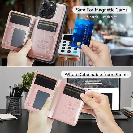 For iPhone 13 Pro Max 6.7 inch Case AUTSPACE A13 Vintage Leather Back Cover with Magnetic Detachable Card Bag