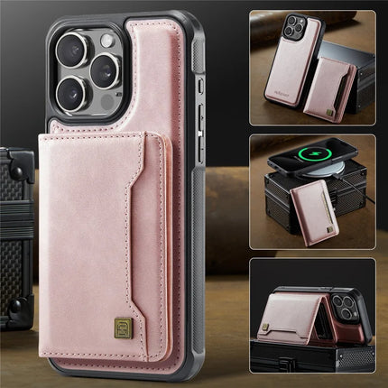 For iPhone 13 Pro Max 6.7 inch Case AUTSPACE A13 Vintage Leather Back Cover with Magnetic Detachable Card Bag