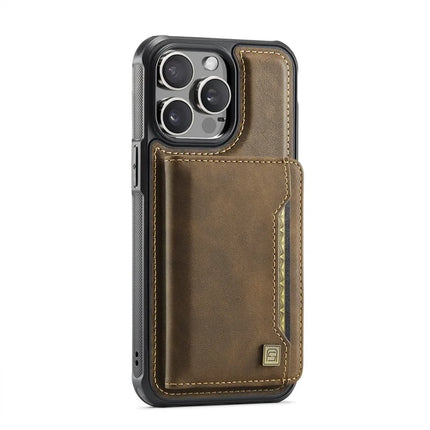 For iPhone 13 Pro Max 6.7 inch Case AUTSPACE A13 Vintage Leather Back Cover with Magnetic Detachable Card Bag
