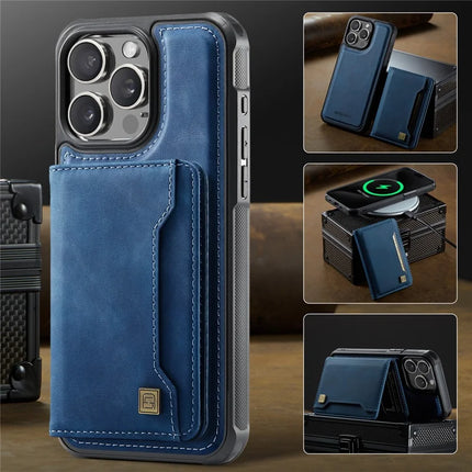 For iPhone 13 Pro Max 6.7 inch Case AUTSPACE A13 Vintage Leather Back Cover with Magnetic Detachable Card Bag
