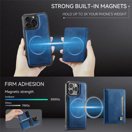 For iPhone 13 Pro Max 6.7 inch Case AUTSPACE A13 Vintage Leather Back Cover with Magnetic Detachable Card Bag
