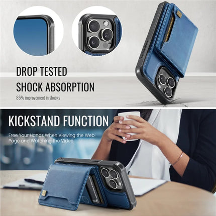 For iPhone 13 Pro Max 6.7 inch Case AUTSPACE A13 Vintage Leather Back Cover with Magnetic Detachable Card Bag
